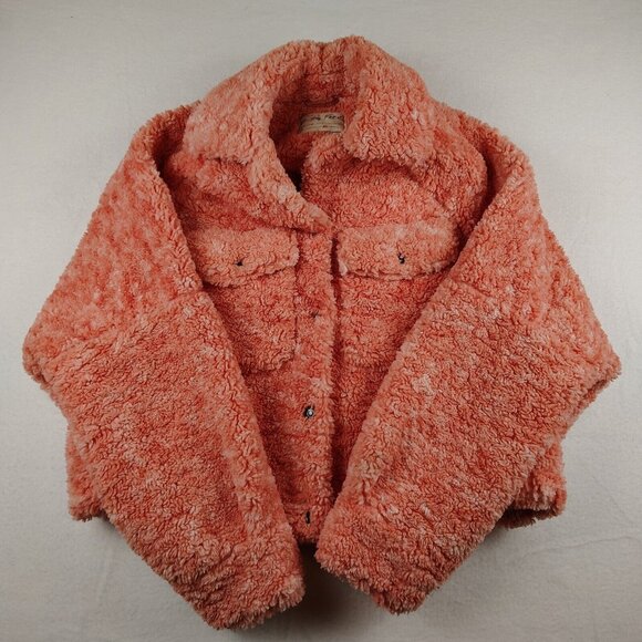 We the Free Jacket Womens XSmall Teddy Swing Faux Fur Peachy Pink - Picture 4 of 14
